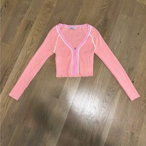 Pink Ribbed Zip-Up Cardigan gab and Kate mixology brand size m